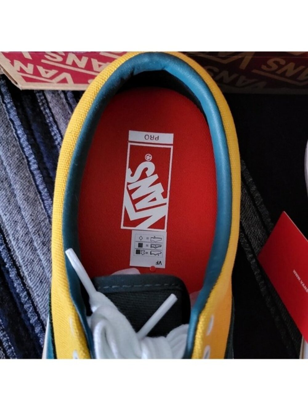 Vans Era Pro Prime Color block Women 9 Skate Shoe Yellow Blue Suede 062026 - Picture 4 of 9
